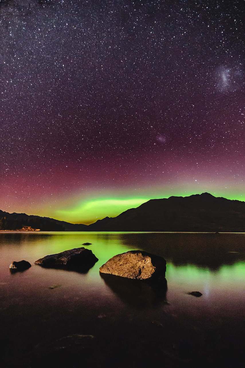 Aurora Australia above a body of water in Tasmania