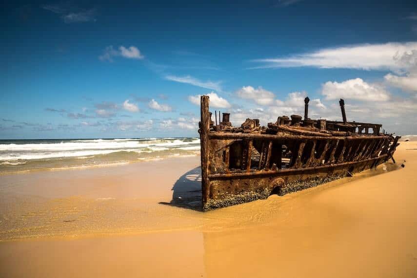 Shipwreck on the beach on Fraser Island