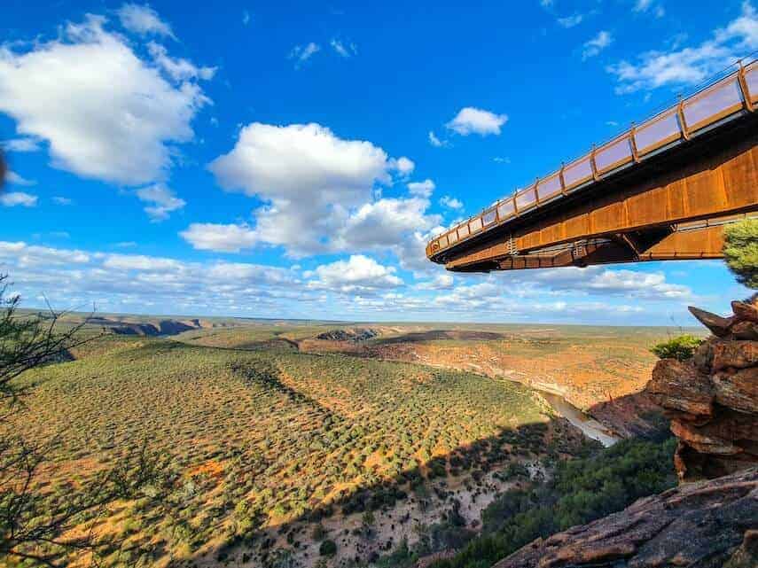 Metal elevated lookout platform at Kalbarri National Park, Western Australia