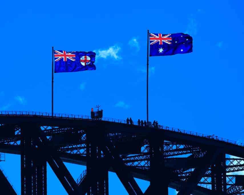 Top of the Sydney Harbour Cidge with climbers at the top