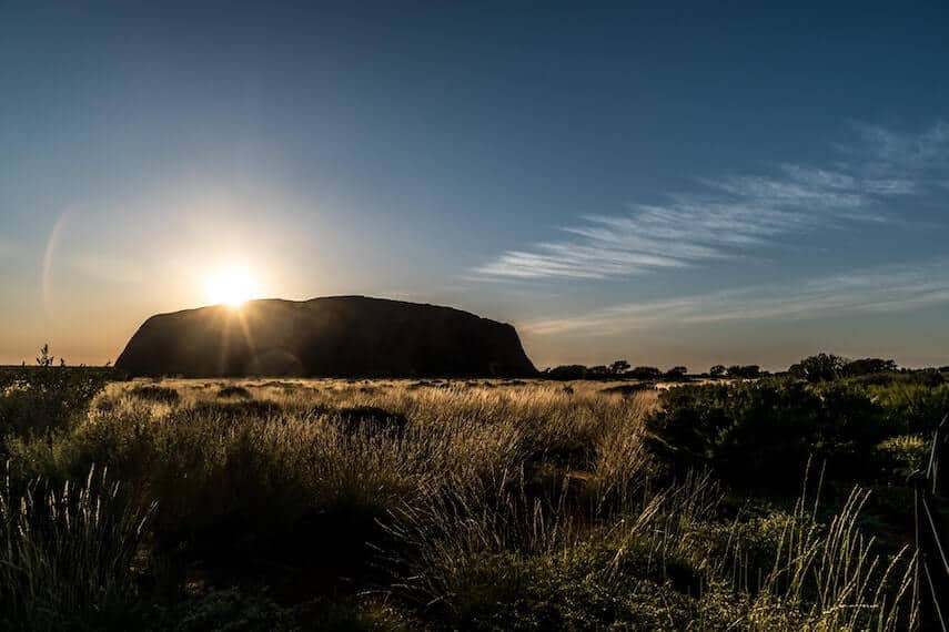 Sunrise behind Uluru/Ayres Rock