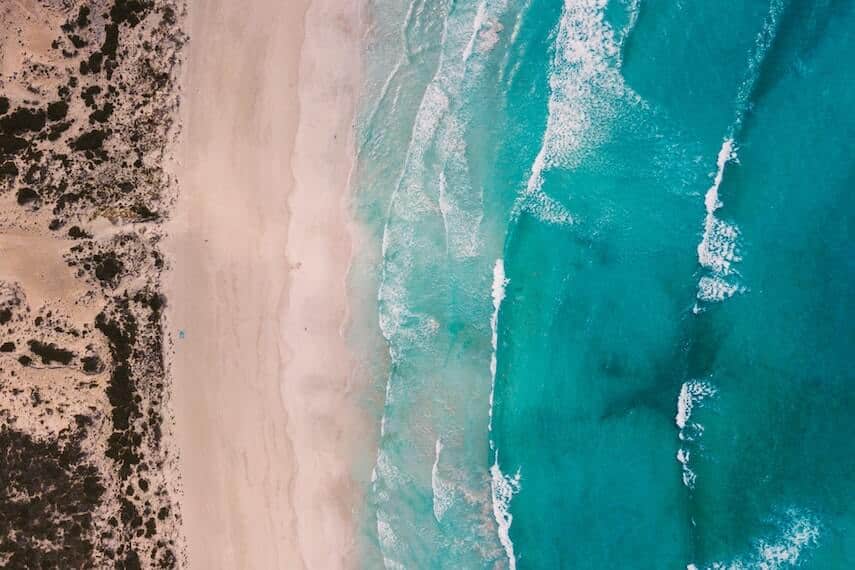 Top down shot of Coffin Bay in South Australia