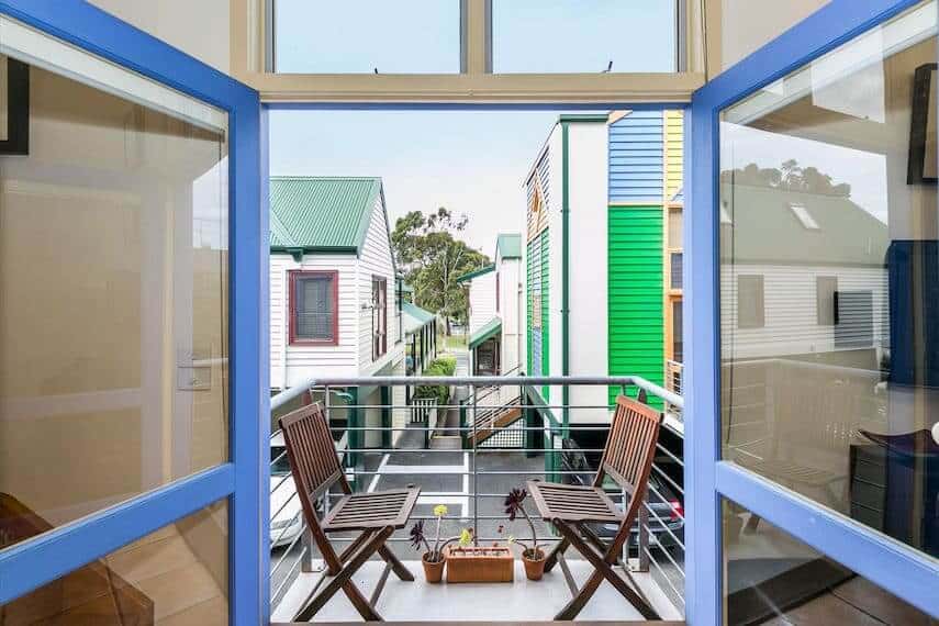 Looking at the Balcony with a table and chair set in Lorne Beach Box 20