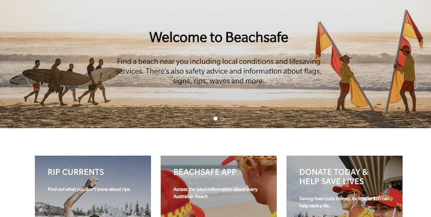 Screenshot of Beachsafe Desktop Website
