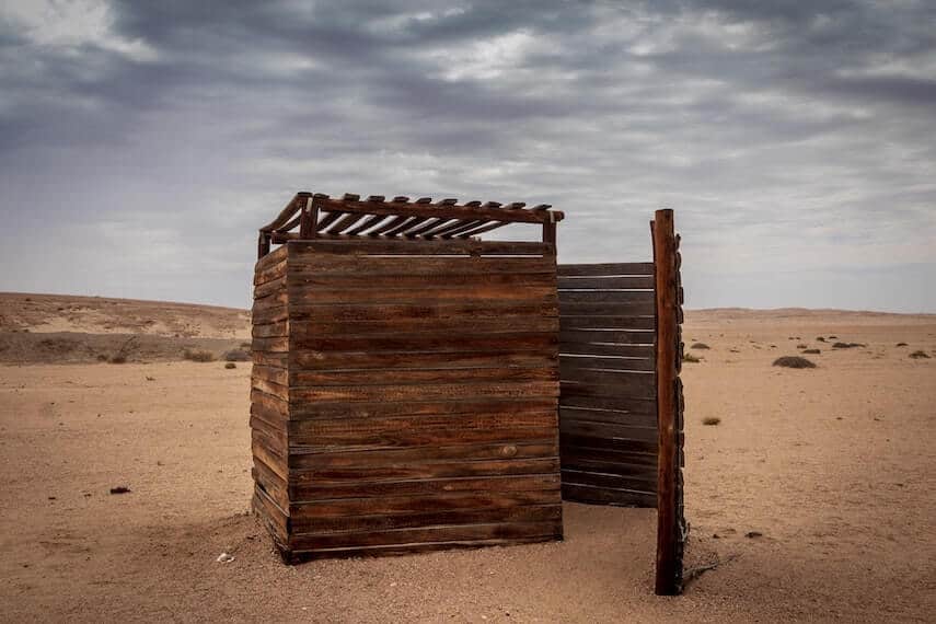 Wooden toilet hut in the outback