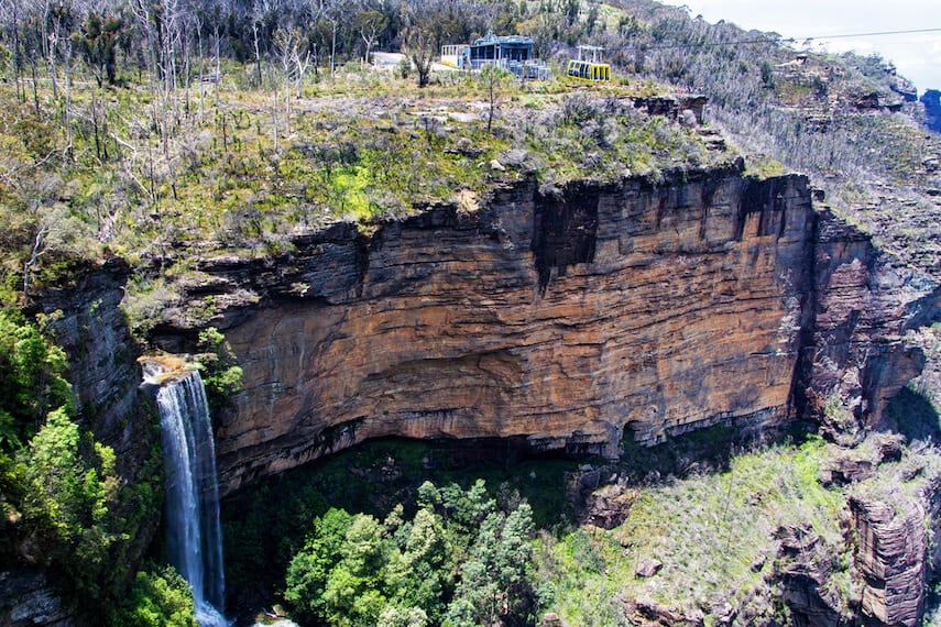 Top of Katoomba Falls Blue Mountains falling off the cliff edge