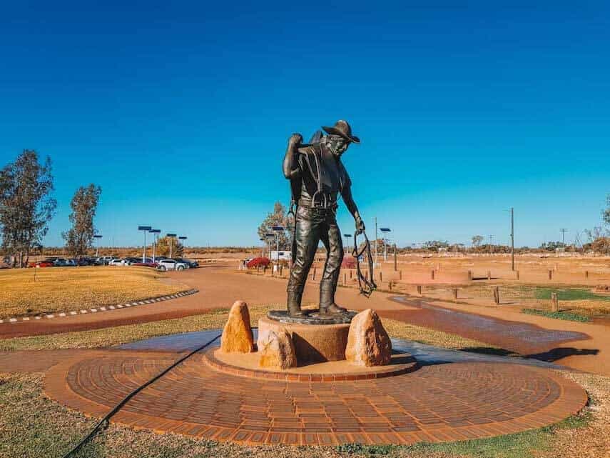 Longreach Stockmans Museum iron sculpture of a stone worker