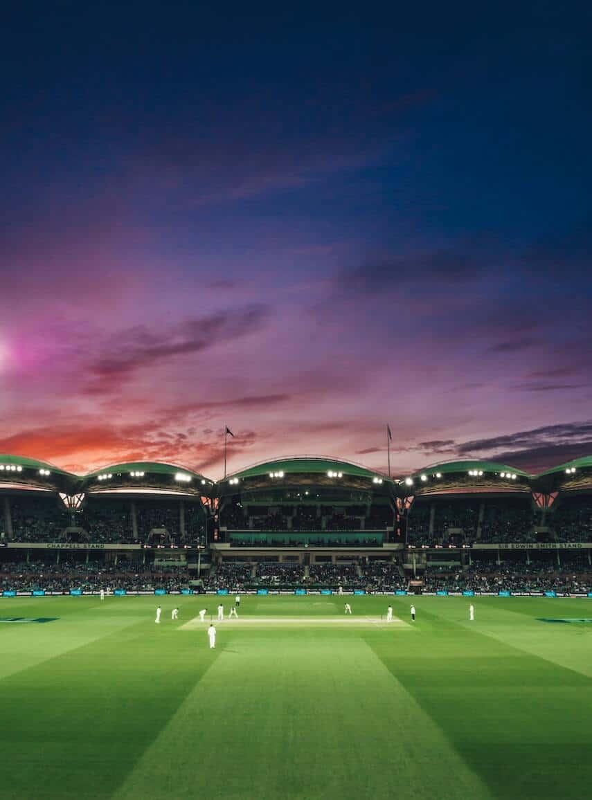 Adelaide Oval at Sunset while a twilight cricket game is being played